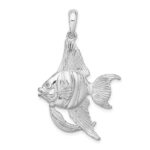 De-Ani Sterling Silver Rhodium-Plated Polished and Textured 3D Angel Fish Pendant - Image 3