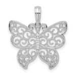 De-Ani Sterling Silver Rhodium-Plated Polished Filigree Wing Butterfly Pendant