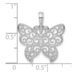 De-Ani Sterling Silver Rhodium-Plated Polished Filigree Wing Butterfly Pendant - Image 4