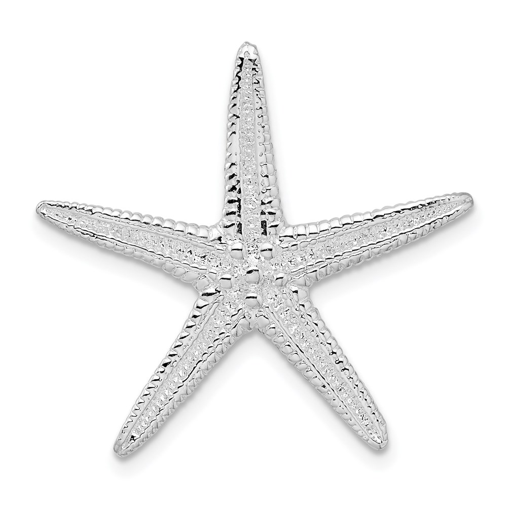 QC10046.jpg De-Ani Sterling Silver Rhodium-Plated Polished and Textured Starfish Slide - Image 1