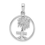 De-Ani Sterling Silver Rhodium-Plated Polished Marco Island Palm Tree Pendant - Image 3