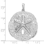 De-Ani Sterling Silver Rhodium-Plated Polished and Textured Large Sand Dollar Pendant - Image 4