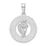 De-Ani Sterling Silver Rhodium-Plated Polished St. Augustine with Shell Circle Pendant - Image 3