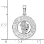 De-Ani Sterling Silver Rhodium-Plated Polished St. Augustine with Shell Circle Pendant - Image 4