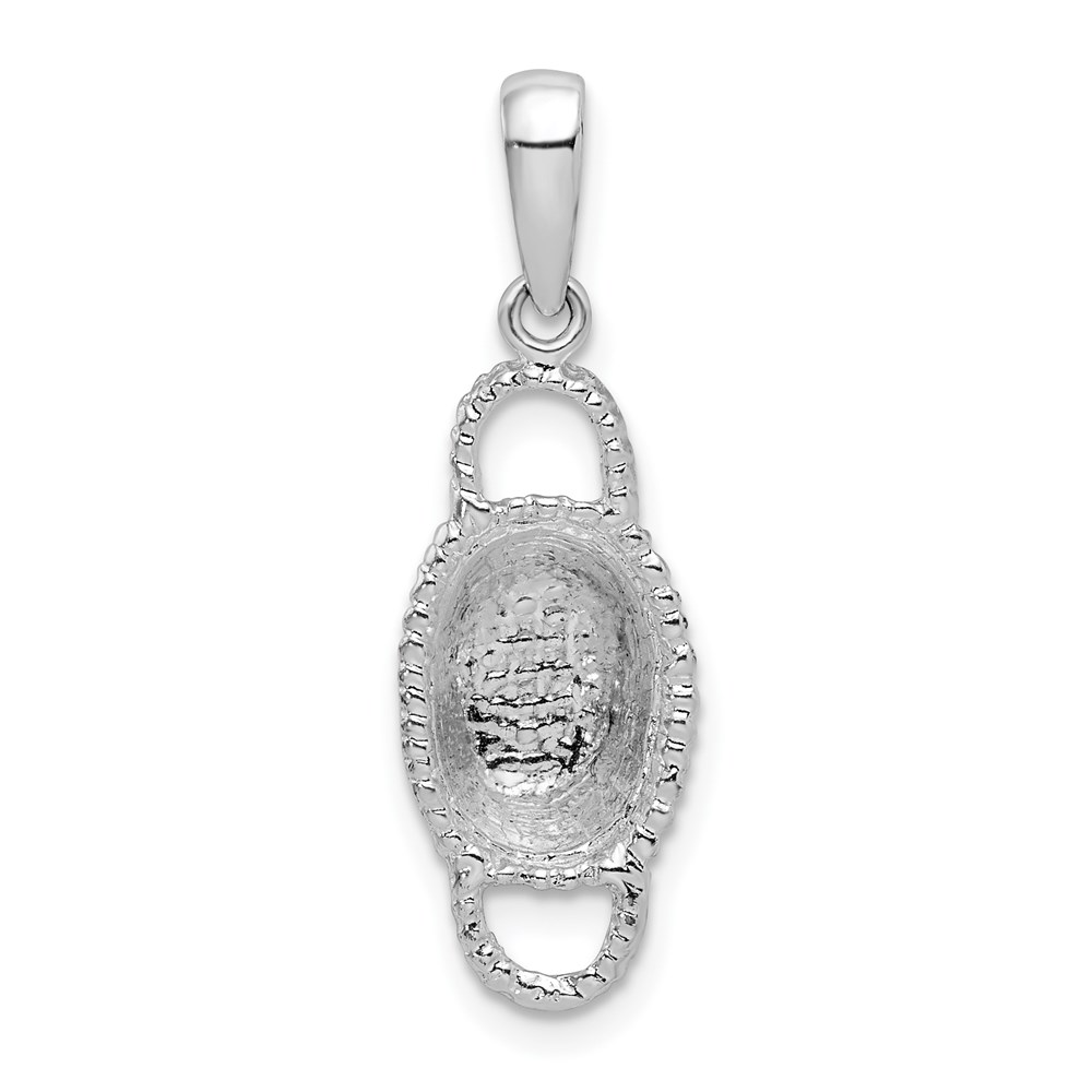 QC10077.jpg De-Ani Sterling Silver Rhodium-Plated Polished 3D Double Handle Basket Pendant - Image 1