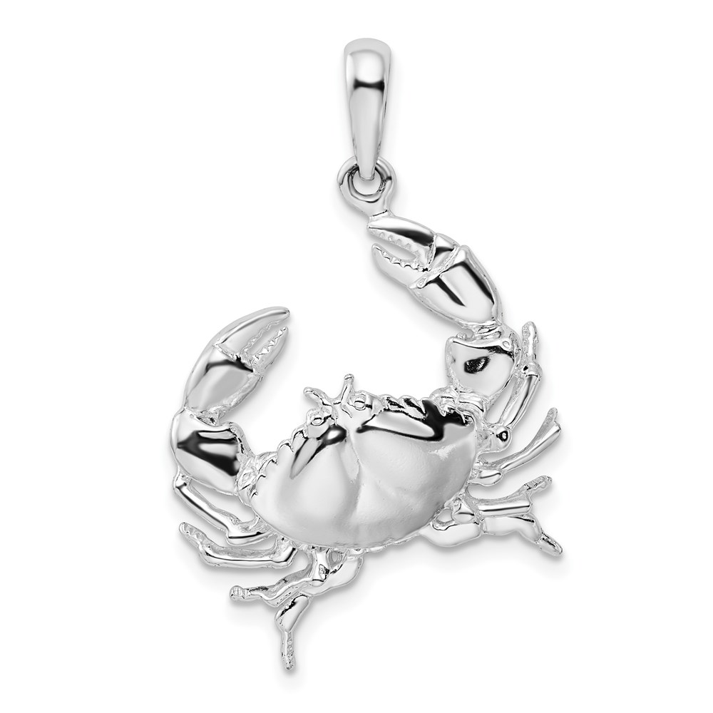 QC10082.jpg De-Ani Sterling Silver Rhodium-Plated Polished Stone Crab Pendant - Image 1