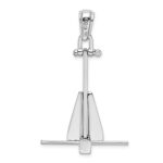 De-Ani Sterling Silver Rhodium-Plated Polished 3D Moveable Danforth Anchor Pendant - Image 3