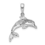 De-Ani Sterling Silver Rhodium-Plated Polished Dolphin Pendant - Image 3