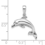 De-Ani Sterling Silver Rhodium-Plated Polished Dolphin Pendant - Image 4