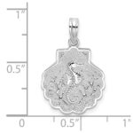 De-Ani Sterling Silver Rhodium-Plated Polished and Textured Shell / Sea Horse Pendant - Image 4