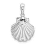 De-Ani Sterling Silver Rhodium-Plated Polished and Textured Shell / Dolphins Pendant - Image 3