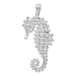 De-Ani Sterling Silver Rhodium-Plated Polished and Textured 3D Sea Horse Pendant - Image 3