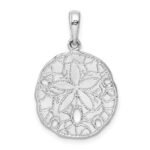 De-Ani Sterling Silver Rhodium-Plated Polished and Textured Sand Dollar Pendant - Image 3