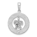 De-Ani Sterling Silver Rhodium-Plated Polished Barbados with Turtle Circle Pendant - Image 3