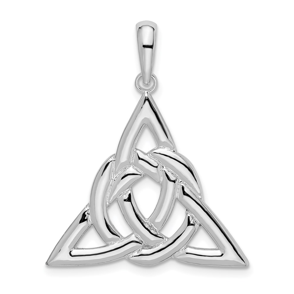 QC10113.jpg De-Ani Sterling Silver Rhodium-Plated Polished Celtic Trinity Knot Pendant - Image 1