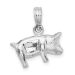 De-Ani Sterling Silver Rhodium-Plated Polished 3D Pig Pendant - Image 3