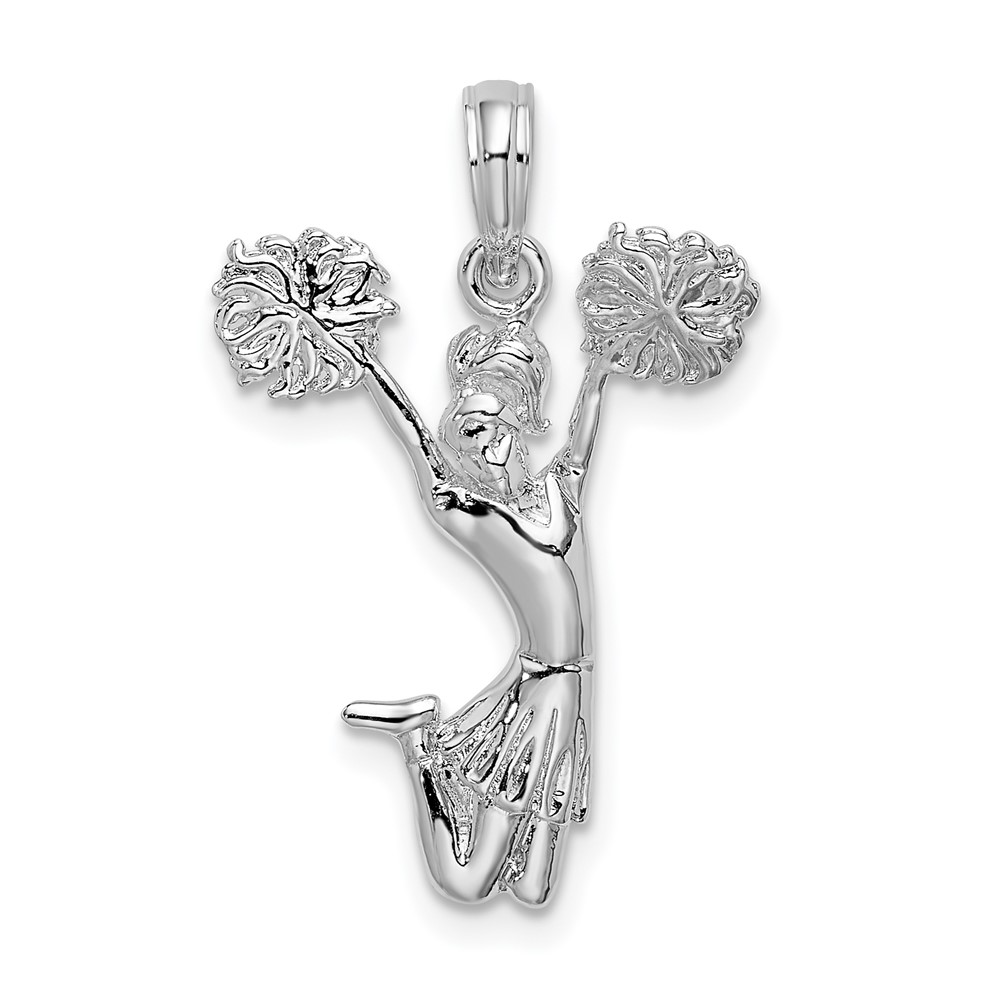 QC10126.jpg De-Ani Sterling Silver Rhodium-Plated Polished Cheer Leader Pendant - Image 1