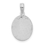 De-Ani Sterling Silver Rhodium-Plated Polished and Textured Fleur de Lis Oval Pendant - Image 3