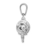 De-Ani Sterling Silver Rhodium-Plated Polished 3D Moveable Fishing Reel Pendant - Image 2