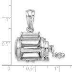 De-Ani Sterling Silver Rhodium-Plated Polished 3D Moveable Fishing Reel Pendant - Image 4