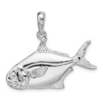 De-Ani Sterling Silver Rhodium-Plated Polished 3D Pompano Fish Pendant - Image 3