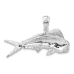 De-Ani Sterling Silver Rhodium-Plated Polished Mahi-Mahi Fish Pendant - Image 3