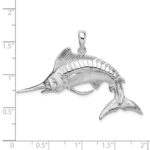 De-Ani Sterling Silver Rhodium-Plated Polished and Satin 3D White Marlin Pendant - Image 4