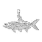 De-Ani Sterling Silver Rhodium-Plated Polished 3D Oxeye Tarpon Fish Pendant