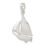 De-Ani Sterling Silver Rhodium-Plated Polished Sailboat Pendant - Image 4