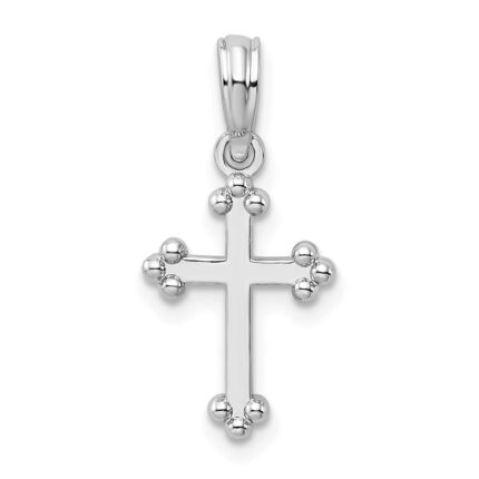 De-Ani Sterling Silver Rhodium-plated Polished Small Budded Cross Pendant