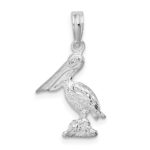 De-Ani Sterling Silver Rhodium-plated Polished 3D Pelican Pendant - Image 4