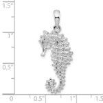 De-Ani Sterling Silver Rhodium-Plated Polished 3D Sea Horse Pendant - Image 3