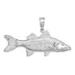 De-Ani Sterling Silver Rhodium-Plated Polished 3D Snook Fish Pendant - Image 4