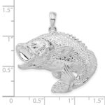 De-Ani Sterling Silver Rhodium-Plated Jumping Bass Fish Pendant - Image 3