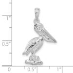 De-Ani Sterling Silver Rhodium-Plated 3D Standing Moveable Mouth Pelican Pendant - Image 3