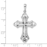 De-Ani Sterling Silver Rhodium-Plated Fleur de Lis with Poem on Reverse Cross Pendant - Image 4
