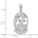 De-Ani Sterling Silver Rhodium-Plated Polished Jamaica Dolphin Sunset Pendant - Image 3