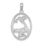 De-Ani Sterling Silver Rhodium-Plated Jamaica Oval Bird and Flower Pendant - Image 4