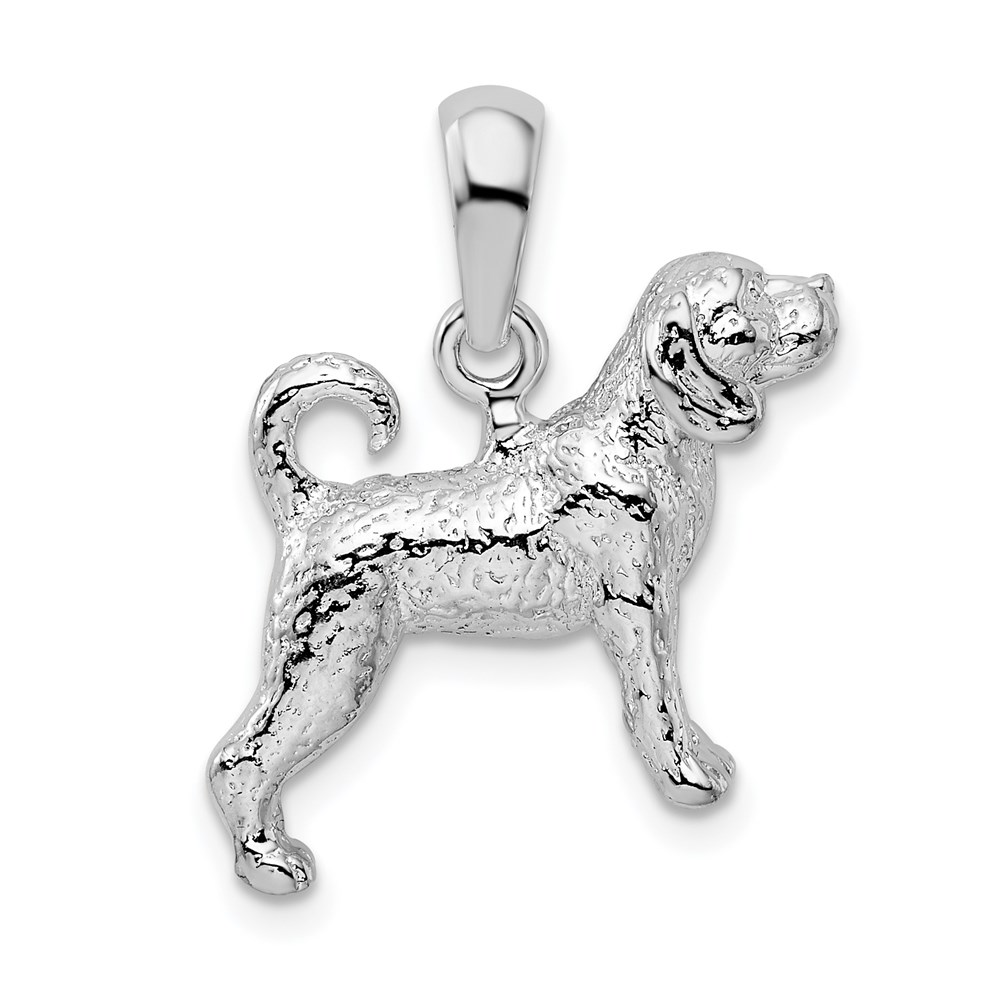 QC10231.jpg De-Ani Sterling Silver Rhodium-Plated Textured 3D Beagle Pendant - Image 1