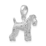 De-Ani Sterling Silver Rhodium-Plated Textured 3D Wire Fox Terrier Pendant - Image 5