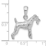 De-Ani Sterling Silver Rhodium-Plated Textured 3D Wire Fox Terrier Pendant - Image 3