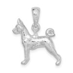 De-Ani Sterling Silver Rhodium-Plated Textured 3D Basenji Dog Pendant - Image 4