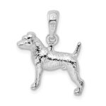 De-Ani Sterling Silver Rhodium-Plated Textured 3D Jack Russell Terrier Pendant - Image 4