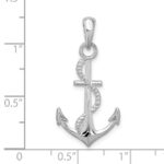 De-Ani Sterling Silver Rhodium-plated Polished 3D Anchor and Rope Pendant - Image 3