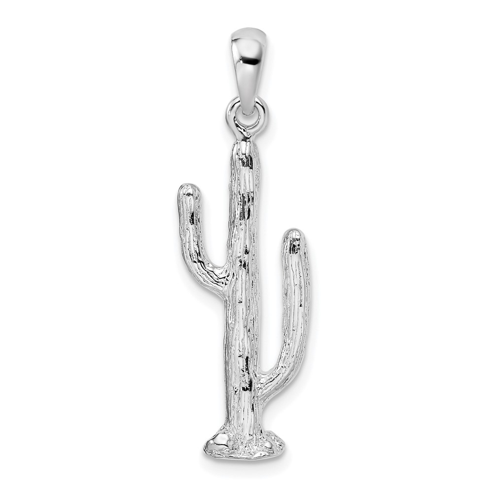 QC10257.jpg De-Ani Sterling Silver Rhodium-Plated Polished 3D Saguaro Cactus Pendant - Image 1