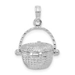 De-Ani Sterling Silver Rhodium-Plated Moveable 3D Nantucket Basket Pendant - Image 4