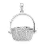 De-Ani Sterling Silver Rhodium-Plated Moveable 3D Nantucket Basket Pendant