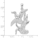 De-Ani Sterling Silver Rhodium-Plated Polished Duck Flying Over Cattails Pendant - Image 3