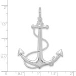 De-Ani Sterling Silver Rhodium-Plated Polished 3D Anchor with Rope Pendant - Image 3