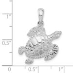 De-Ani Sterling Silver Rhodium-Plated Polished Sea Turtle Pendant - Image 3